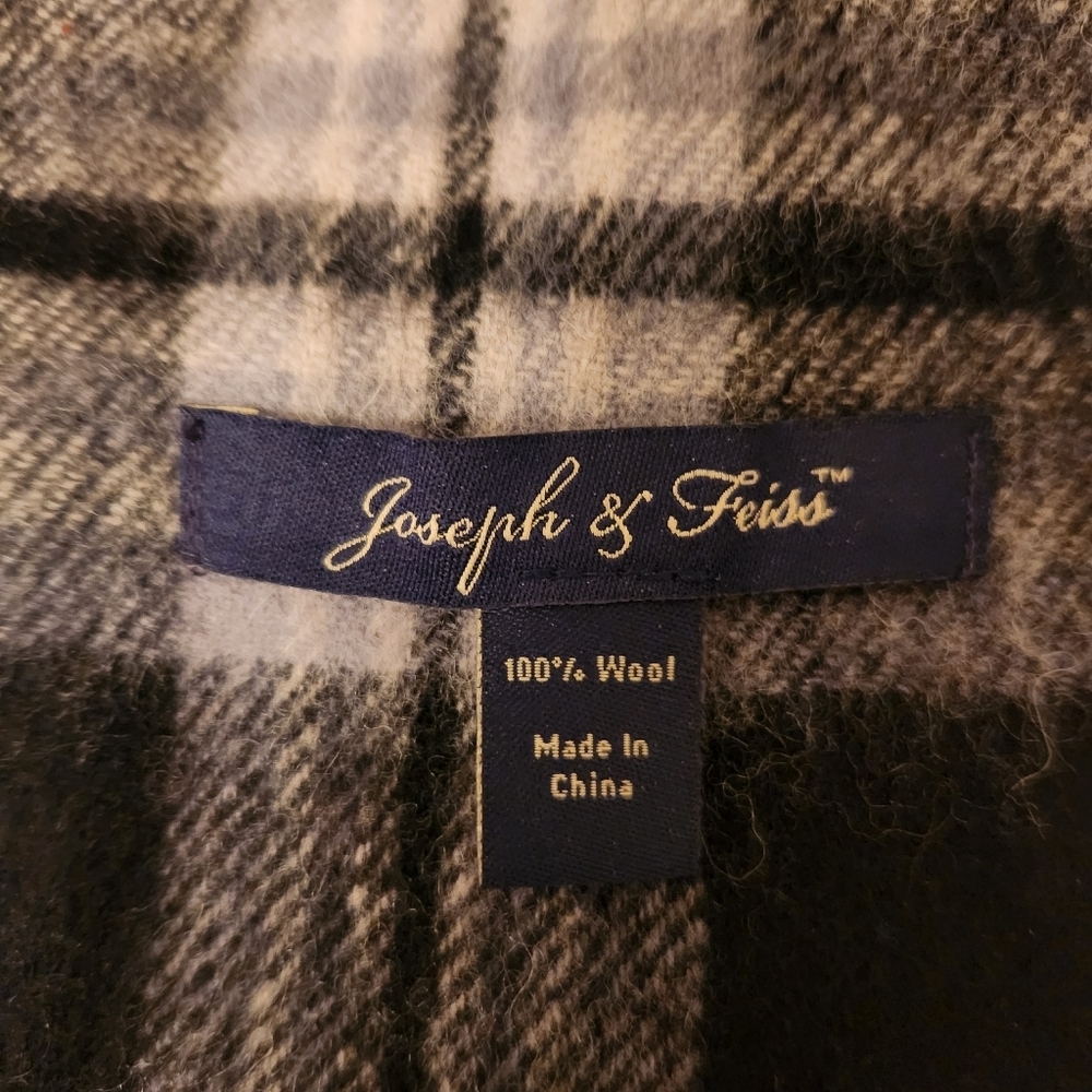Joseph & Feiss Scarf Blue Plaid 100% Wool Tartan Neck Warmer 60 x 11 - Picture 7 of 7